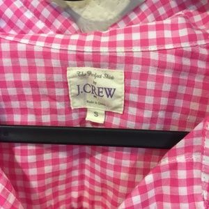 J. Crew Tops - J. Crew pink and white mini-gingham perfect shirt J. Crew Tops - J. Crew pink and white mini-gingham perfect shirt